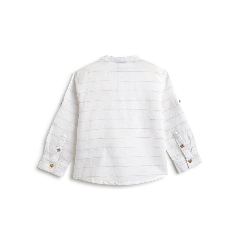 Boys White Striped Long Sleeve Shirt image number 1